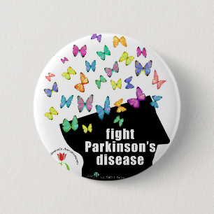 fight pd - butterflies parkinson awareness 6 cm round badge