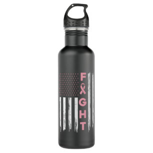 Fight Pink American Flag Breast Cancer Awareness 710 Ml Water Bottle