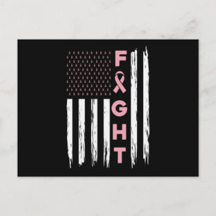 Fight Pink American Flag Breast Cancer Awareness Postcard
