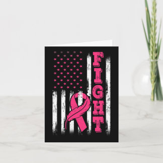 Fight Pink Ribbon Flag Breast Cancer Awareness  Card
