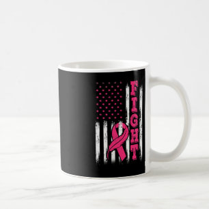 Fight Pink Ribbon Flag Breast Cancer Awareness  Coffee Mug
