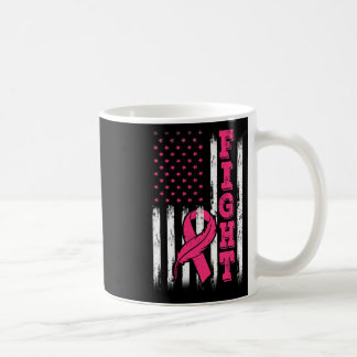 Fight Pink Ribbon Flag Breast Cancer Awareness  Coffee Mug
