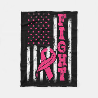 Fight Pink Ribbon Flag Breast Cancer Awareness  Fleece Blanket