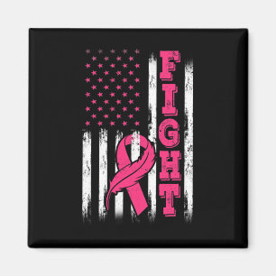 Fight Pink Ribbon Flag Breast Cancer Awareness  Magnet