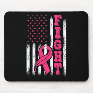 Fight Pink Ribbon Flag Breast Cancer Awareness Mouse Pad