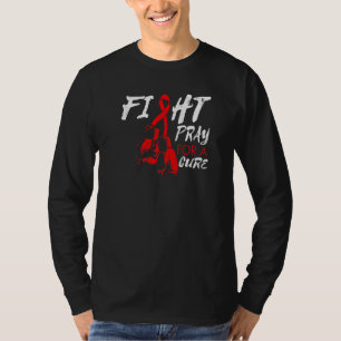 Fight Pray For Cure Hiv Aids Awareness Support Day T-Shirt