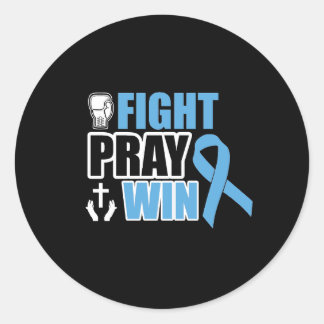 Fight Pray Win Prostate Cancer Classic Round Sticker