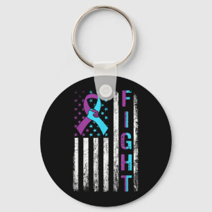 Fight Prevention Awareness Aamerican Flag Ribbon Key Ring