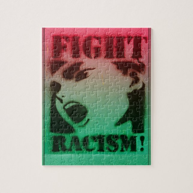 Fight Racism in Red Black and Green Jigsaw Puzzle (Vertical)