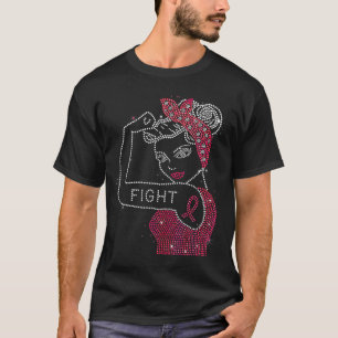 Fight Rosie the Riveter Rhinestone Breast Cancer T-Shirt