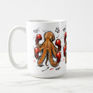 Fight Round 1 Boxing Octopus – Bold Hand-Drawn Coffee Mug