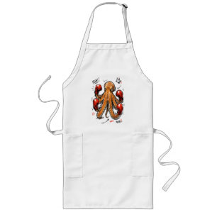 Fight Round 1 Boxing Octopus – Bold Hand-Drawn Long Apron
