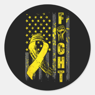Fight Sarcoma Bone Cancer Awareness Yellow Ribbon Classic Round Sticker