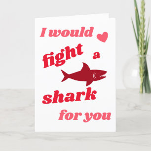 Fight Shark Love Red Pink Valentine’s Day Holiday Card