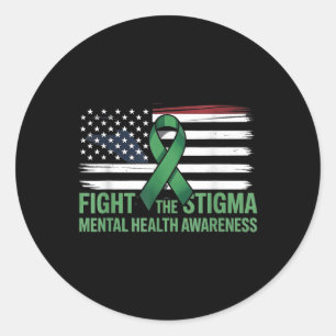 Fight Stigma Mental Health S Awareness American Fl Classic Round Sticker