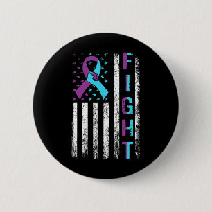 Fight Suicide Awareness American Flag Purple Teal 6 Cm Round Badge