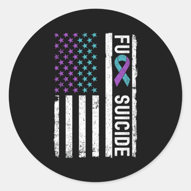 Fight Suicide Awareness And Prevention American Fl Classic Round Sticker (Front)