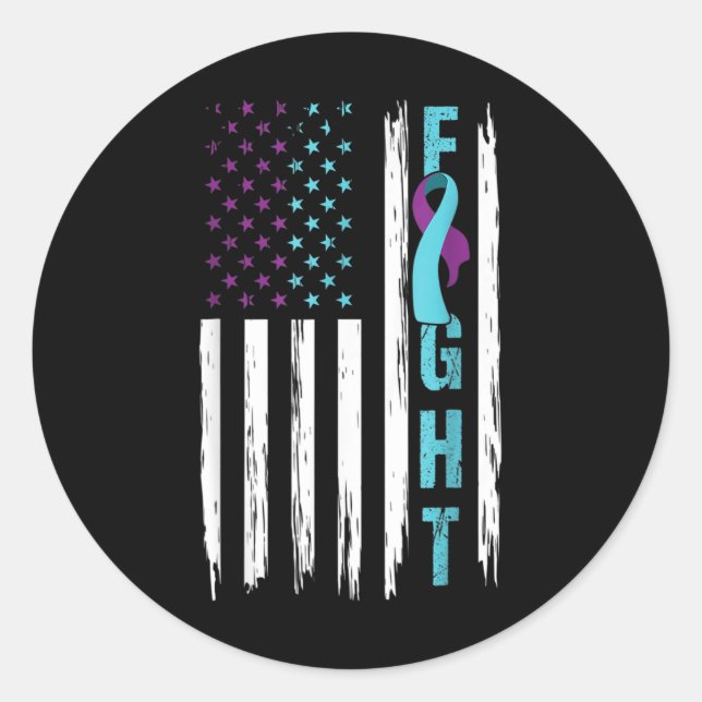 Fight Suicide Awareness And Prevention American Fl Classic Round Sticker (Front)