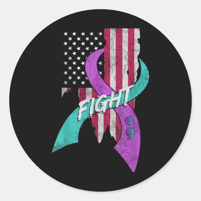 Fight Suicide Awareness Prevention You _4  Classic Round Sticker (Front)