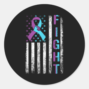 Fight Suicide Prevention Awareness American Flag R Classic Round Sticker