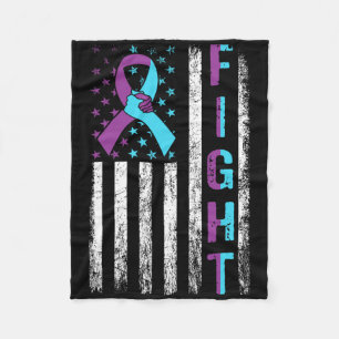 Fight Suicide Prevention Awareness American Flag R Fleece Blanket