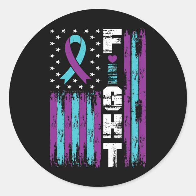 Fight Suicide Prevention Awareness Patriotic Ameri Classic Round Sticker (Front)