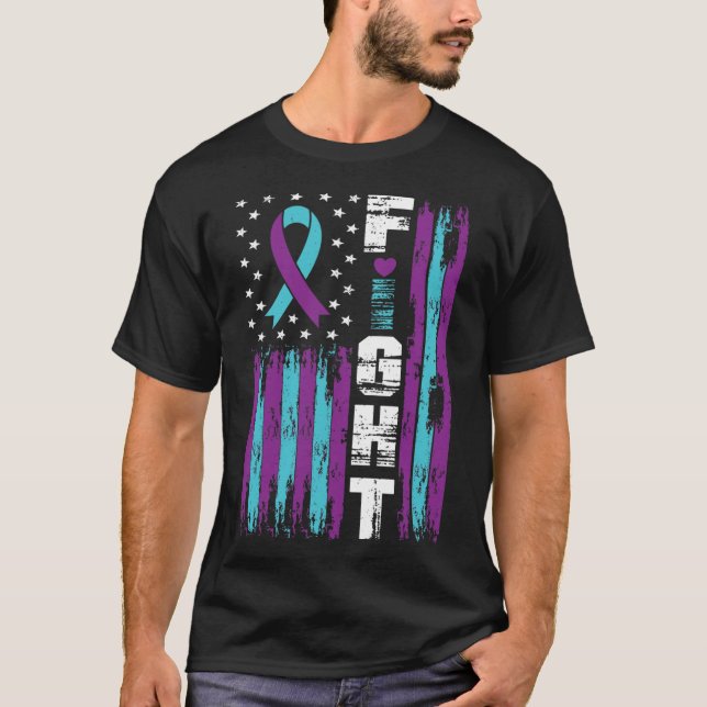 Fight Suicide Prevention Awareness Patriotic Ameri T-Shirt (Front)