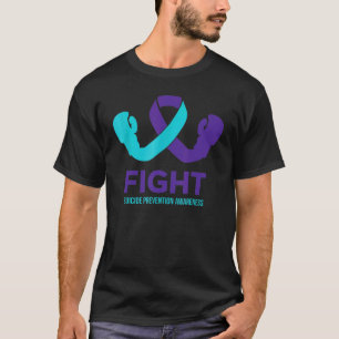 Fight Suicide Prevention Awareness Teal Purple Rib T-Shirt