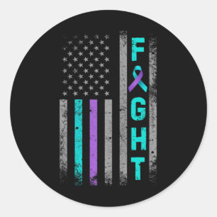 Fight Suicide Prevention Awareness Us American Fla Classic Round Sticker