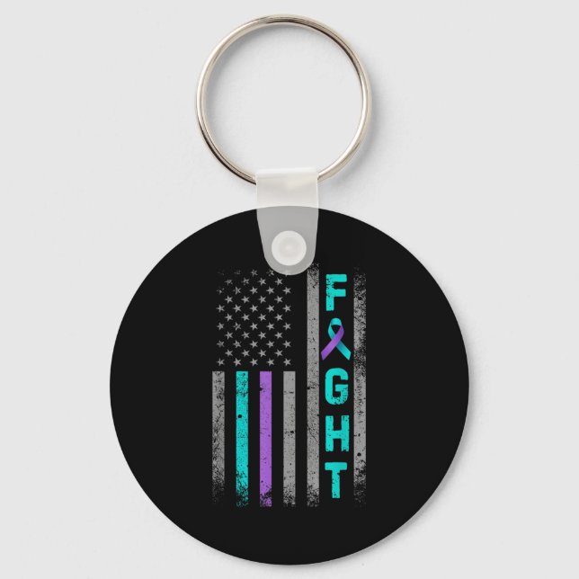 Fight Suicide Prevention Awareness Us American Fla Key Ring (Front)