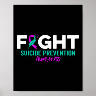 Fight Suicide Prevention Ribbon Depression Suicide Poster