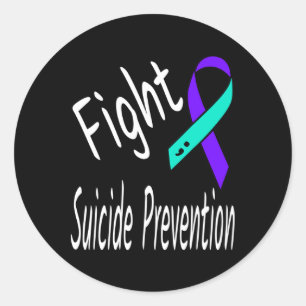 Fight Suicide Prevention Ribbon Semicolon Awarenes Classic Round Sticker