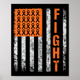 fight.support for Leukaemia Awareness orange Ribbo Poster