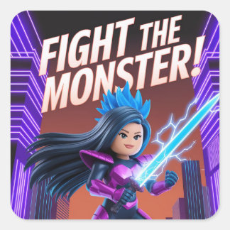 Fight the monster square sticker