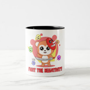 Fight the Negativity: Cute Animal Frienz Two-Tone Coffee Mug