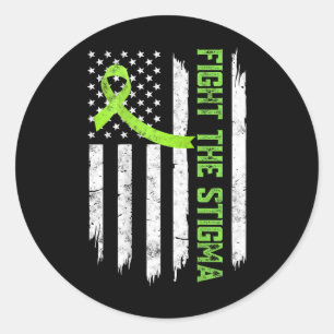 Fight The Stigma American Flag Mental Health Aware Classic Round Sticker