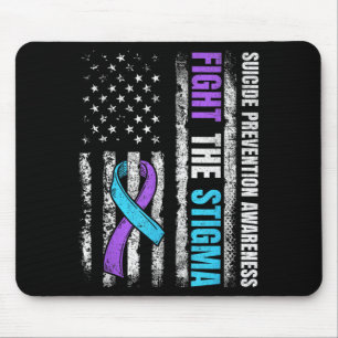 Fight The Stigma American Flag Suicide Prevention Mouse Pad