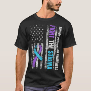 Fight The Stigma American Flag Suicide Prevention  T-Shirt