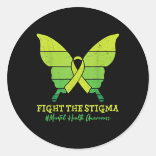 Fight The Stigma Butterfly Suicide Mental Health A Classic Round Sticker