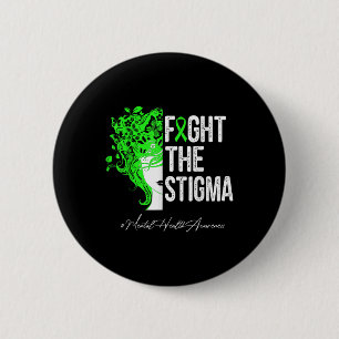 Fight The Stigma Green Hair Ribbon Mental Health A 6 Cm Round Badge