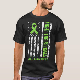 Fight The Stigma Green Mental Health Awareness Ame T-Shirt