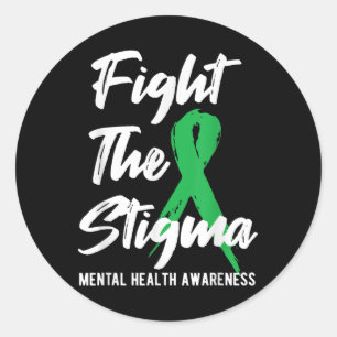 Fight The Stigma Green Mental Health Awareness Classic Round Sticker