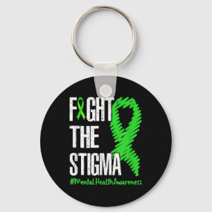 Fight The Stigma Green Ribbon Mental Health Awaren Key Ring