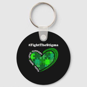 Fight The Stigma Green Ribbon Mental Health Awaren Key Ring