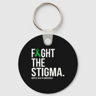 Fight The Stigma Green Ribbon Mental Health Awaren Key Ring