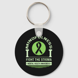 Fight The Stigma Green Ribbon Shirt Mental Health Key Ring