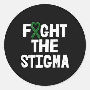 Fight The Stigma Green Ribbon Shirts Mental Health Classic Round Sticker