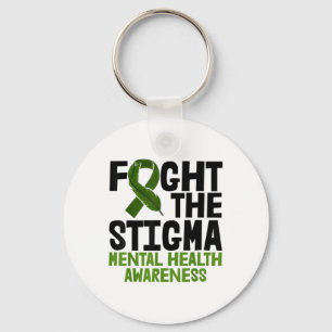 Fight The Stigma Green Ribbon Shirts Mental Health Key Ring