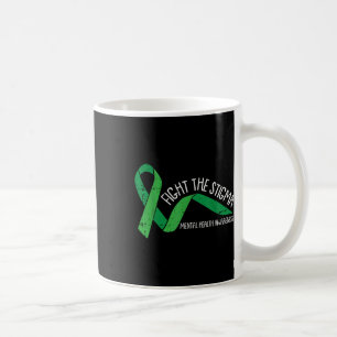 Fight The Stigma Mental Health Awareness Green Rib Coffee Mug