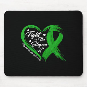 Fight The Stigma Mental Health Awareness Green Rib Mouse Pad
